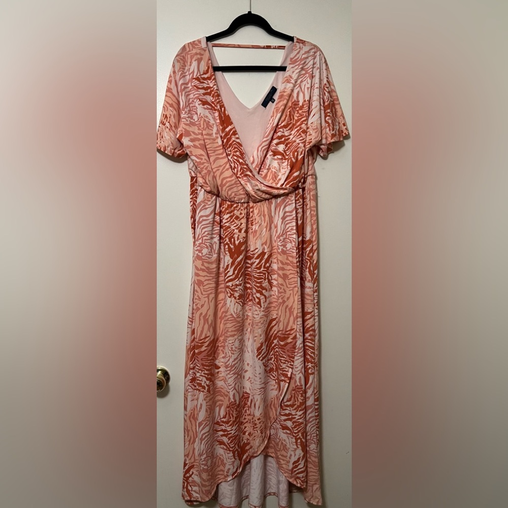 Rachel Rachel Roy Orange/Pink Abstract Print Maxi Dress - Size 0X